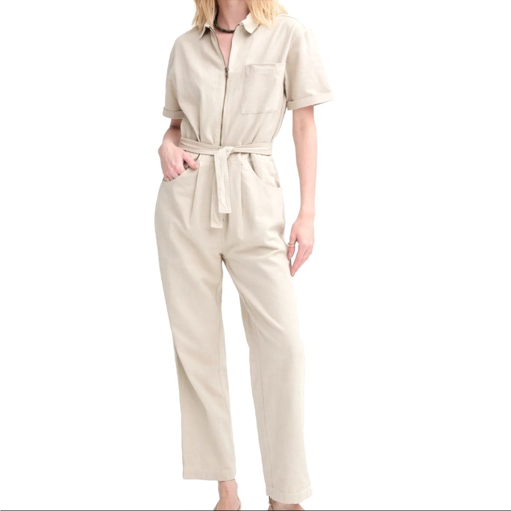 NWT Mate Organic Canvas Jumpsuit in Bone XS